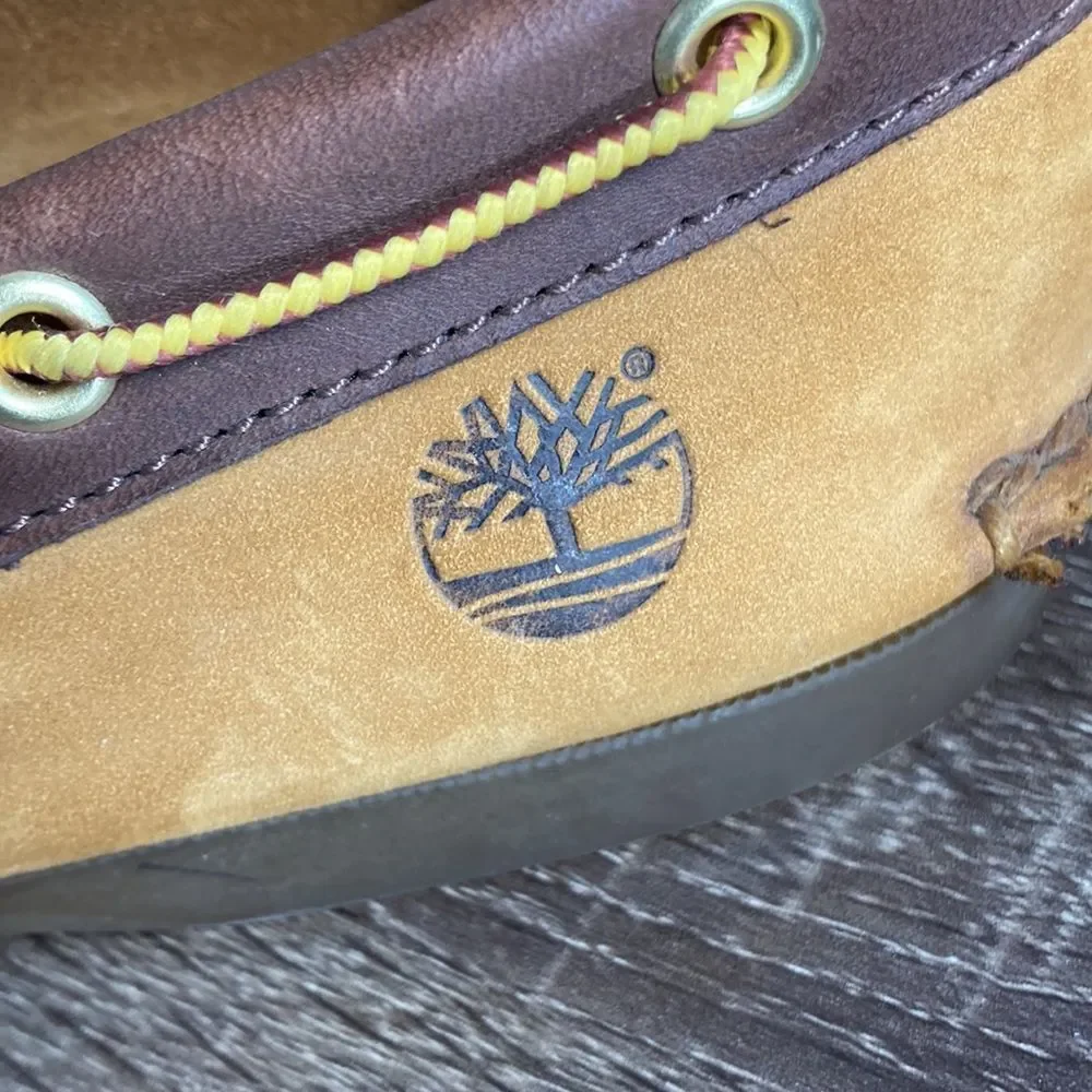 Mens Like New Timberland Boat Shoes Size 10.5 Brown & Tan